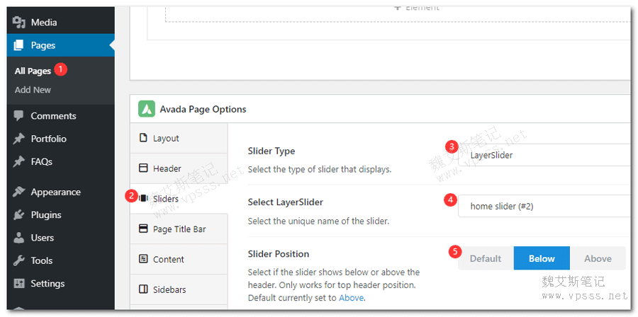 Home页选择Sliders幻灯片