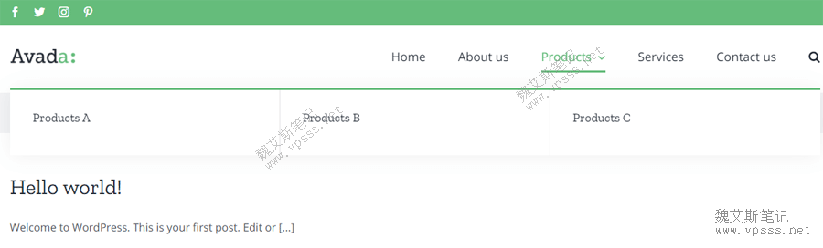 Wordpress一级菜单产品分类