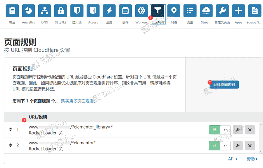 cloudflare添加 elementor 的rocket loader页面规则