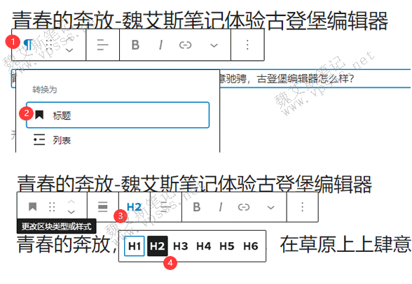 古腾堡编辑器设置标题