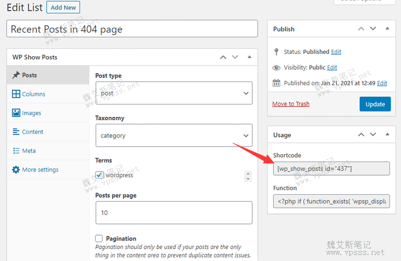 WP Show Posts Settings