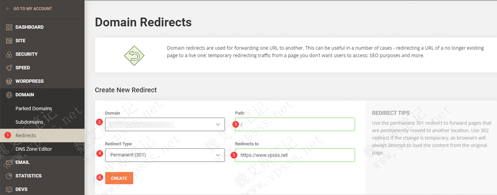 Siteground域名重定向
