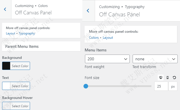  GeneratePress slides out the font and color settings of the navigation menu