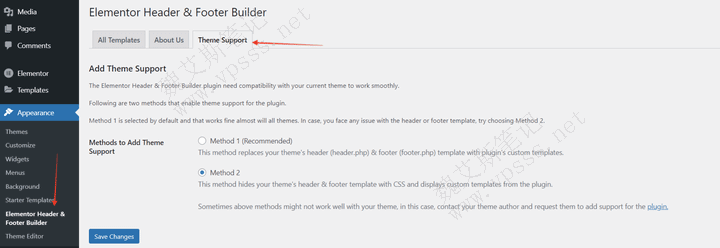 Elementor Header & Footer Builder 插件不支持您当前的主题，请单击此处查看可用的兼容性方法
