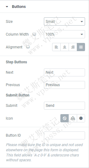 Buttons按钮设置,也就是上图中绿色的 send按钮。
