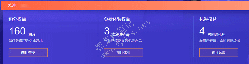 在页面上能看到自己的积分权益、免费体验权益和礼券权益。