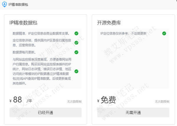 宝塔IP精准数据包无需任何设置，自动集成在网站监控报表