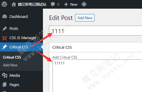 CSS JS Manager设置添加关键css代码