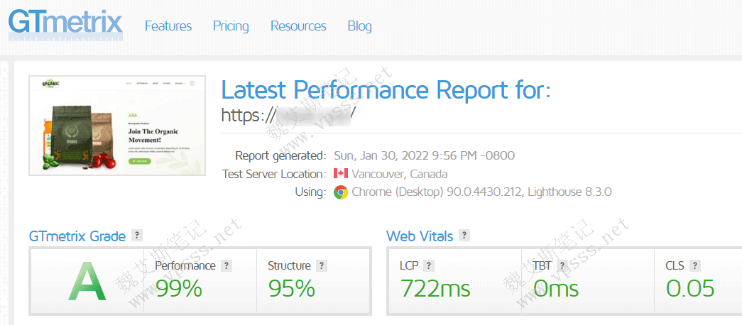  Gtmetrix score