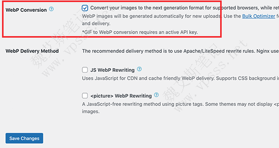 EWWW Image Optimizer插件支持转换 Webp图片