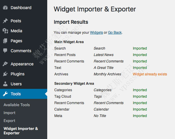Widget Importer & Exporter导入